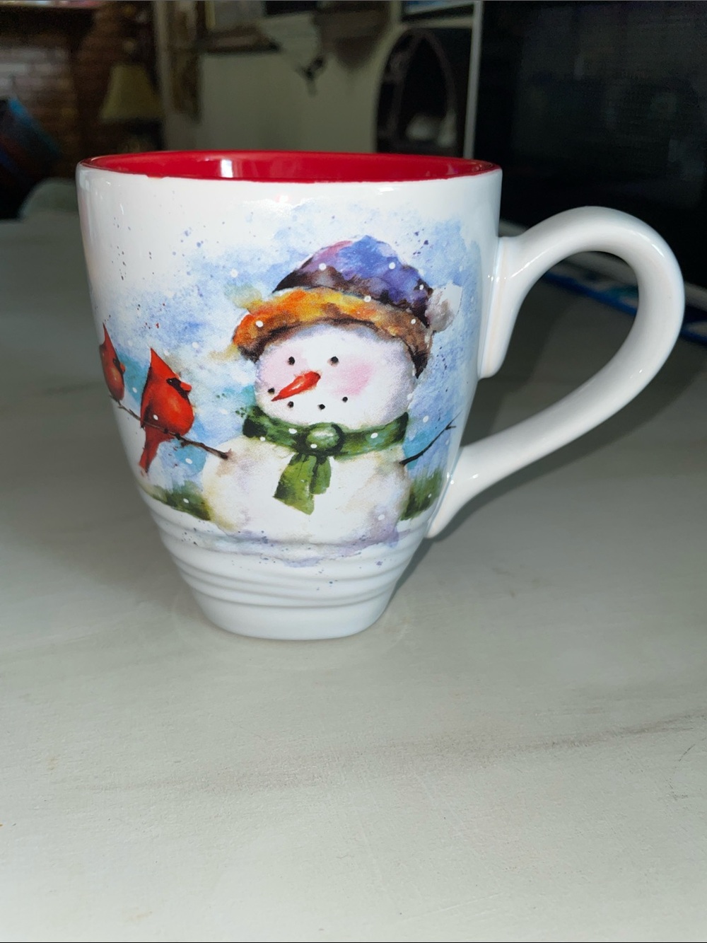 Dean Crouser Festive Snowman Winter Mug with Red Interior